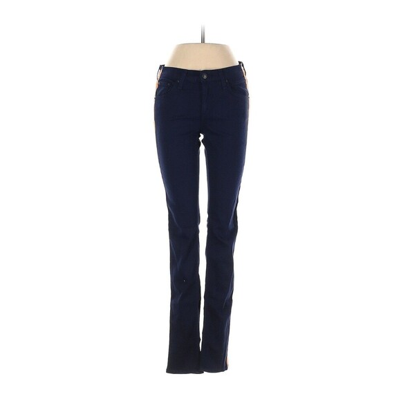 Rag & Bone JEAN The Skinny Jeans Sz 25 Navy Blue Neon Orange Side Stripe Stretch - Picture 1 of 11